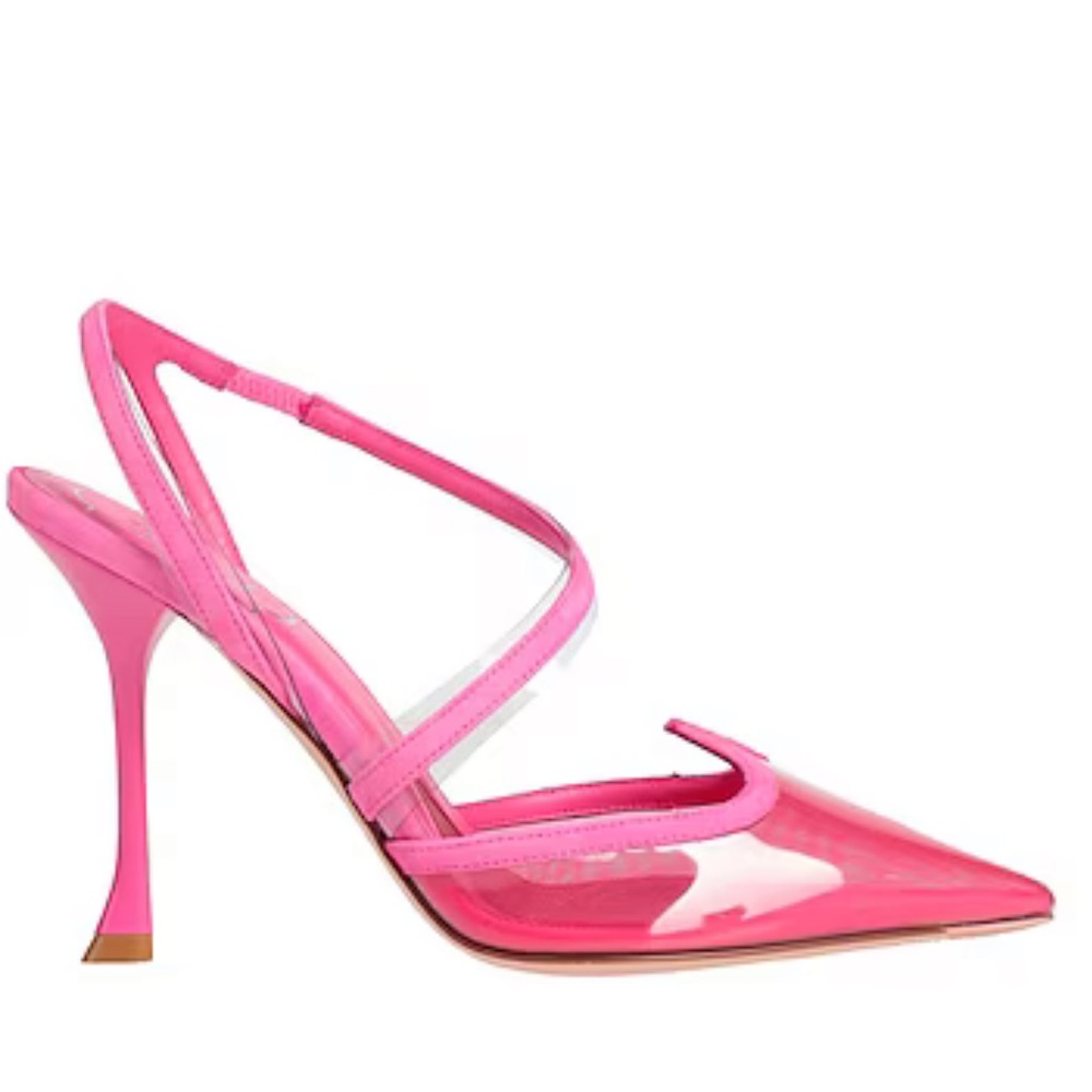 Roger Vivier “I love Vivier” satin mesh & clear PVC pumps sandals heels pink 36